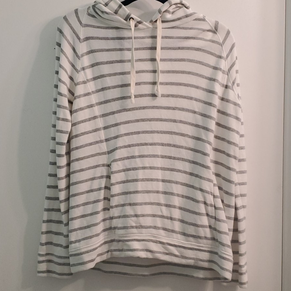 J crew white and gray striped hoodies sweater - Picture 8 of 9